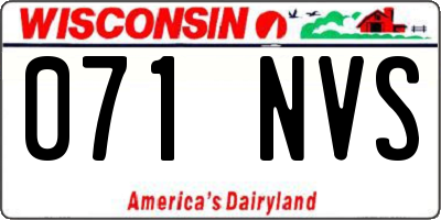 WI license plate 071NVS
