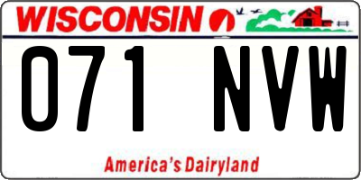 WI license plate 071NVW