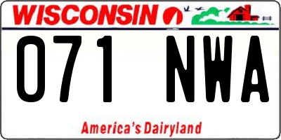 WI license plate 071NWA