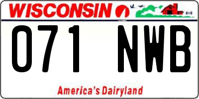 WI license plate 071NWB