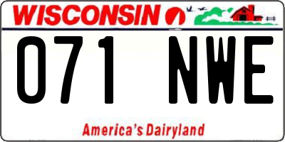 WI license plate 071NWE