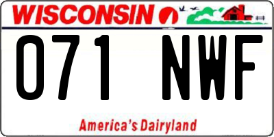 WI license plate 071NWF
