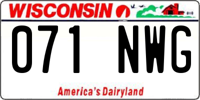 WI license plate 071NWG