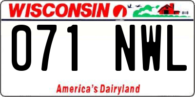 WI license plate 071NWL