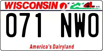 WI license plate 071NWO