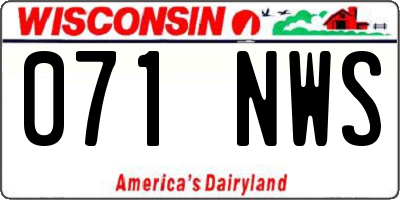 WI license plate 071NWS