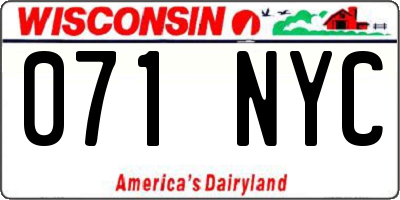 WI license plate 071NYC