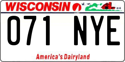 WI license plate 071NYE