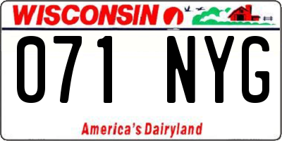 WI license plate 071NYG