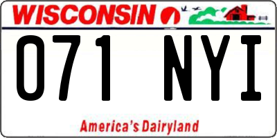WI license plate 071NYI