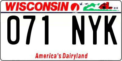 WI license plate 071NYK