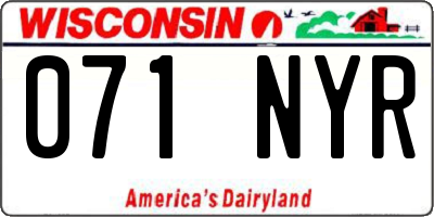WI license plate 071NYR