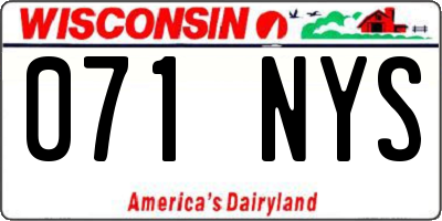 WI license plate 071NYS
