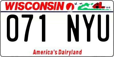 WI license plate 071NYU