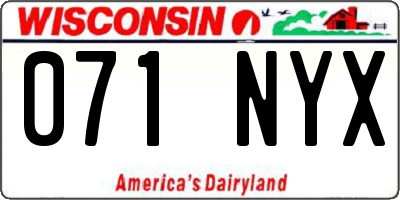 WI license plate 071NYX