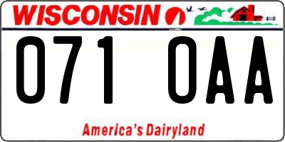 WI license plate 071OAA