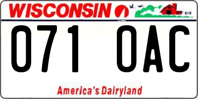 WI license plate 071OAC