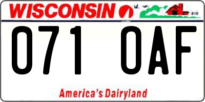 WI license plate 071OAF