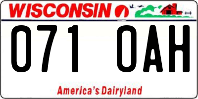 WI license plate 071OAH