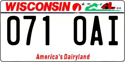 WI license plate 071OAI
