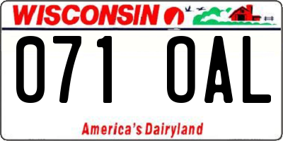 WI license plate 071OAL