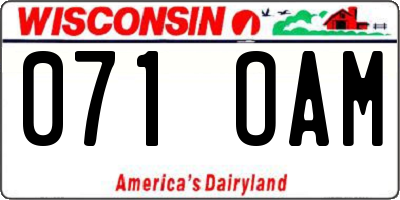 WI license plate 071OAM