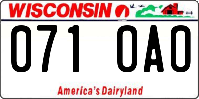 WI license plate 071OAO