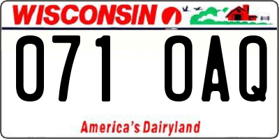 WI license plate 071OAQ