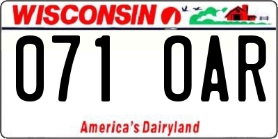 WI license plate 071OAR