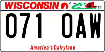 WI license plate 071OAW