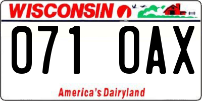 WI license plate 071OAX
