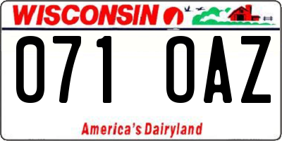 WI license plate 071OAZ