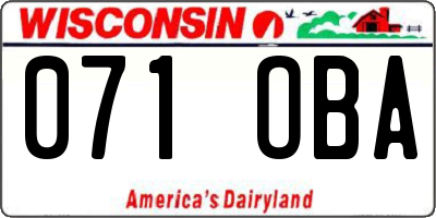 WI license plate 071OBA