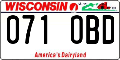 WI license plate 071OBD