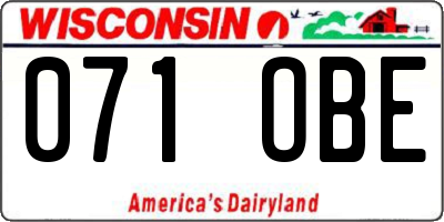 WI license plate 071OBE