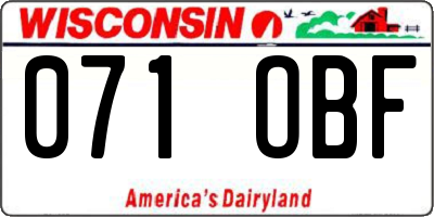 WI license plate 071OBF