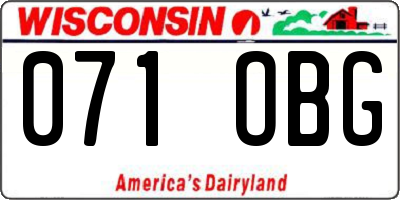 WI license plate 071OBG