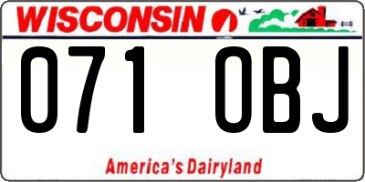 WI license plate 071OBJ