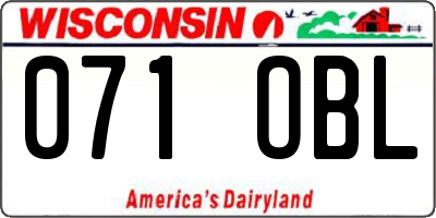 WI license plate 071OBL