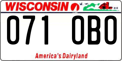 WI license plate 071OBO