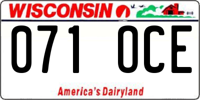 WI license plate 071OCE