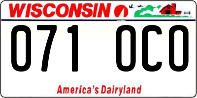 WI license plate 071OCO