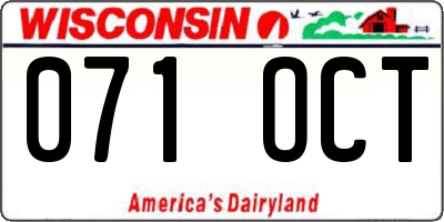 WI license plate 071OCT