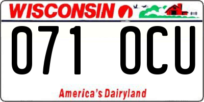 WI license plate 071OCU