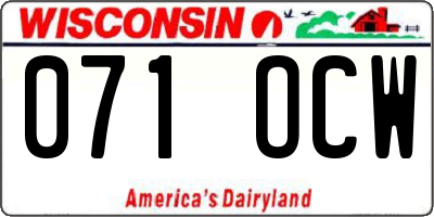 WI license plate 071OCW