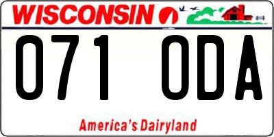 WI license plate 071ODA