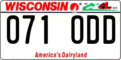 WI license plate 071ODD