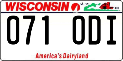 WI license plate 071ODI