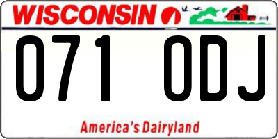 WI license plate 071ODJ