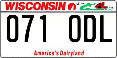 WI license plate 071ODL
